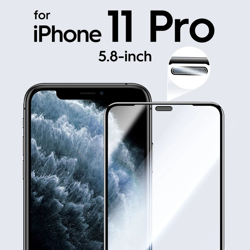 Dust Proof Receiver Tempered Glass Screen Protector For iPhone 14 13 12 11 Pro Max X XS XR 13 12 mini Full Cover HD For iPhone 11 Pro CHINA | Dustproof Receiver