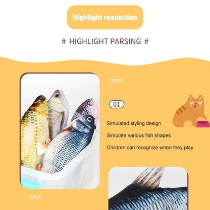 Pet Fish Toy Soft Plush Toy USB Charger Fish Cat 3D Simulation Dancing Wiggle Interaction Supplies Favors Cat Pet Chewing Toy