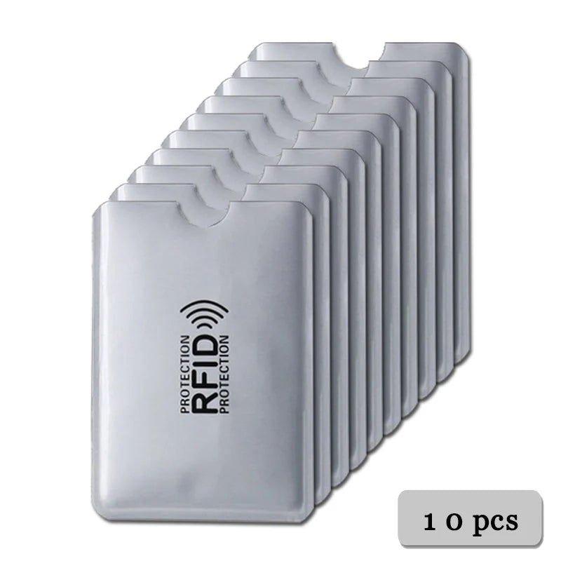 5-20 pcs Aluminium Anti Rfid Card Holder NFC Blocking Reader Lock Id Bank Card Holder Case Protection Metal Credit Card Case 10 pcs Silver