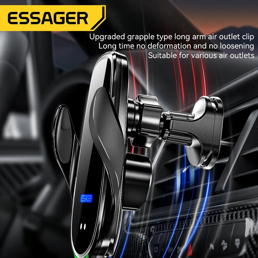 Essager 15W Car Wireless Charger Air Vent Mount For iPhone 14 13 12 Smart Wireless Charger Stand For Xiaomi Huawei Fast Charging