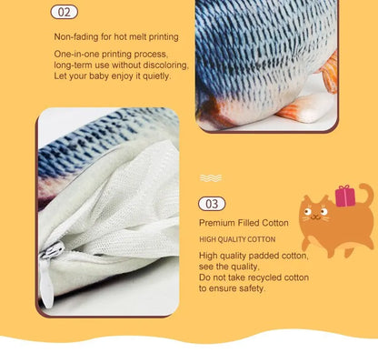 Pet Fish Toy Soft Plush Toy USB Charger Fish Cat 3D Simulation Dancing Wiggle Interaction Supplies Favors Cat Pet Chewing Toy