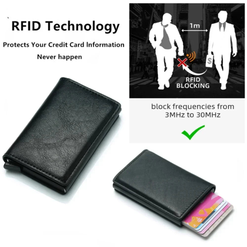 Credit Card Holder Men Wallet RFID Blocking Protected Aluminium Box PU leather Wallets with Money Clip Designer pasjeshouder