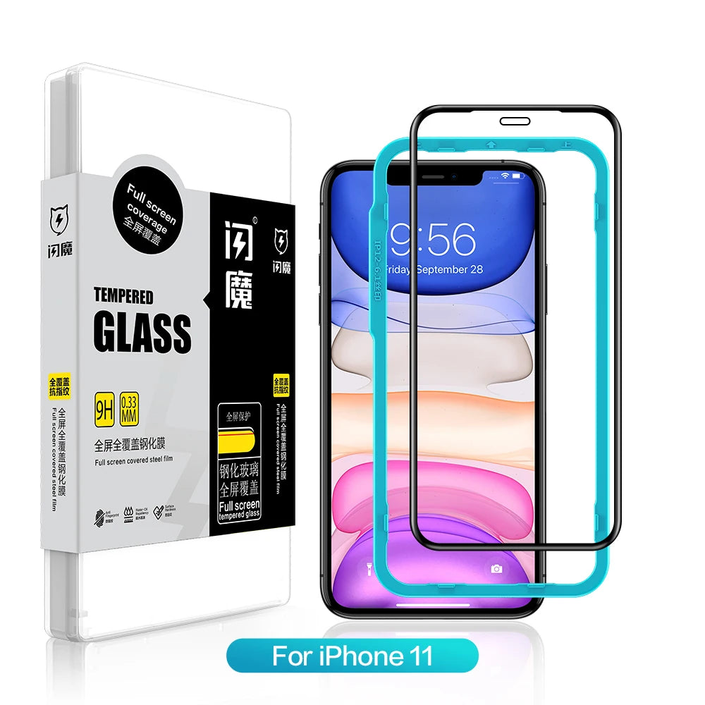 Screen Protector For iPhone 11 13 Pro Max 9H Tempered Glass Film for 12/12 mini/12 Pro Max XR Xs Max Clear Full Cover For iPhone 11