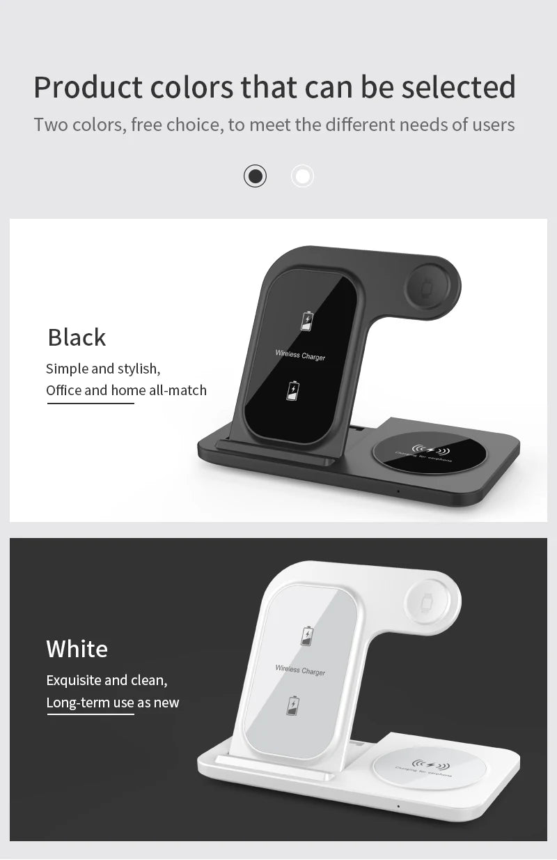 3 in 1 Wireless Charger Stand Pad For iPhone 15 14 13 12 X Max Foldable Fast Charging Station Dock For IWatch 8 7 SE AirPods Pro