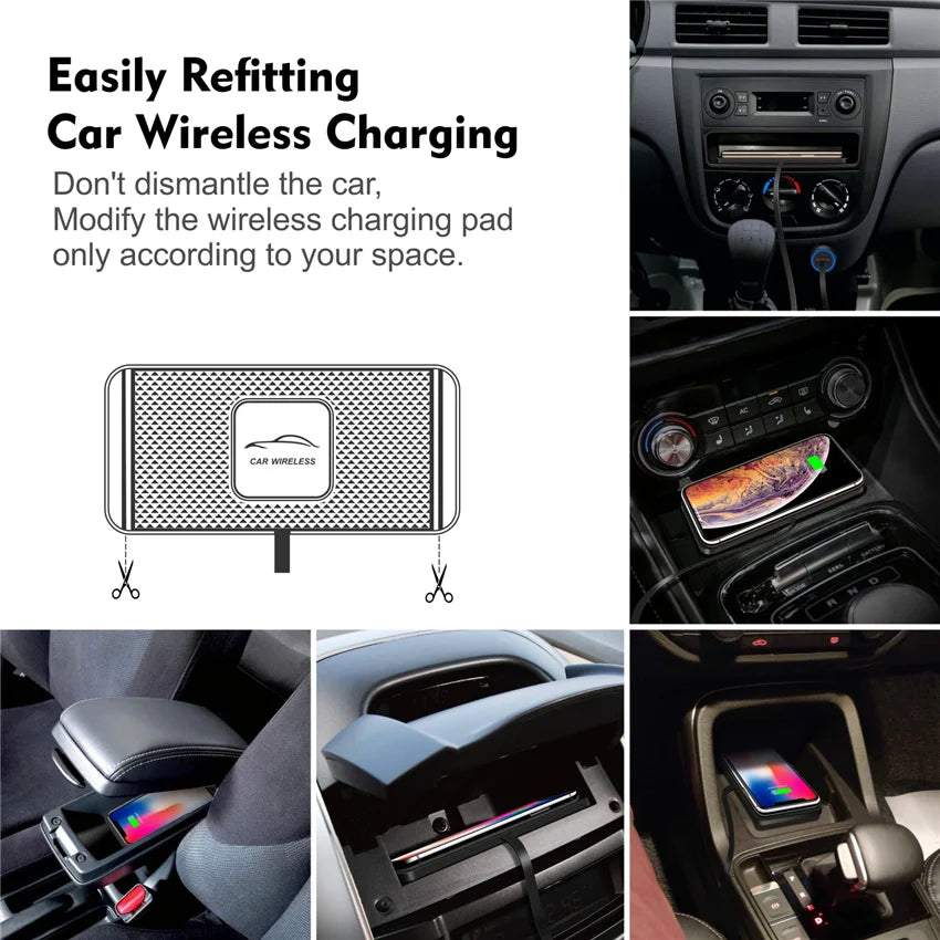 Car Wireless Charger Silicone Non Slip Pad for iPhone 15 14 13 12 Samsung 15W Car Wireless Phone Chargers Fast Charging Station