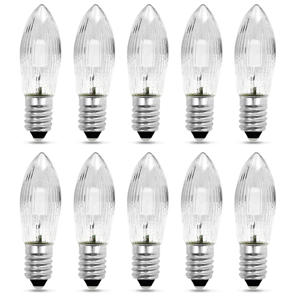 10Pcs E10 LED Bulbs Warm Light Replacement Lamp Bulbs for Light Chains 10V-55V AC Bathroom Kitchen Lamps Bulb Decoration Bulbs