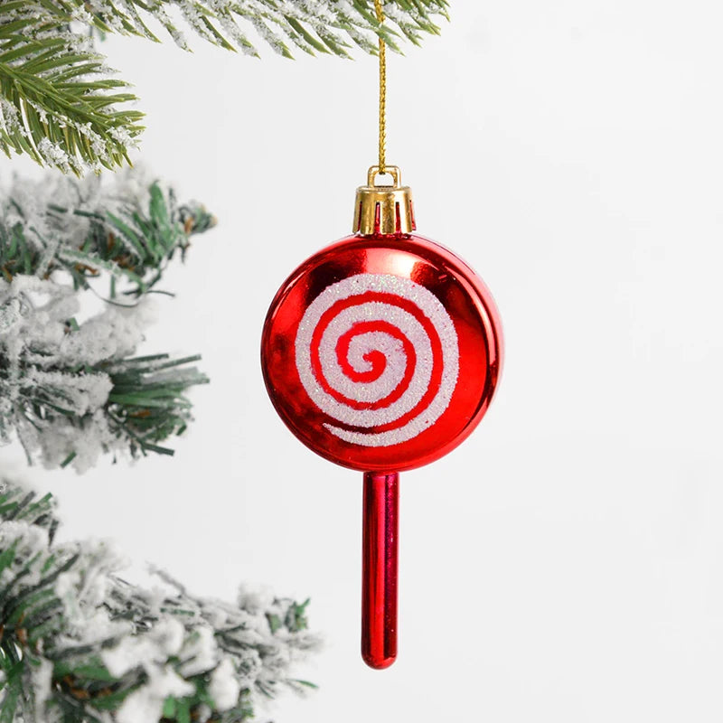 14Pcs/box Christmas Candy Cane Red Ball Ornaments Xmas Tree Hanging Pendants Navidad New Year Home Decorations 2024 Natal Gift