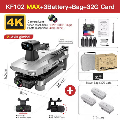 New KF102 MAX Drone 4K Brushless With Professional HD Camera 2-Axis GPS Fpv RC Quadcopter Helicopters Drones Toys For Boys KF102 MAX 3B Bag 32G CHINA