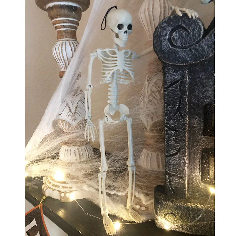 Halloween Movable Skeleton Fake Human Skull Bones Halloween Party Home Bar Decorations Haunted House Horror Props Ornament Toys