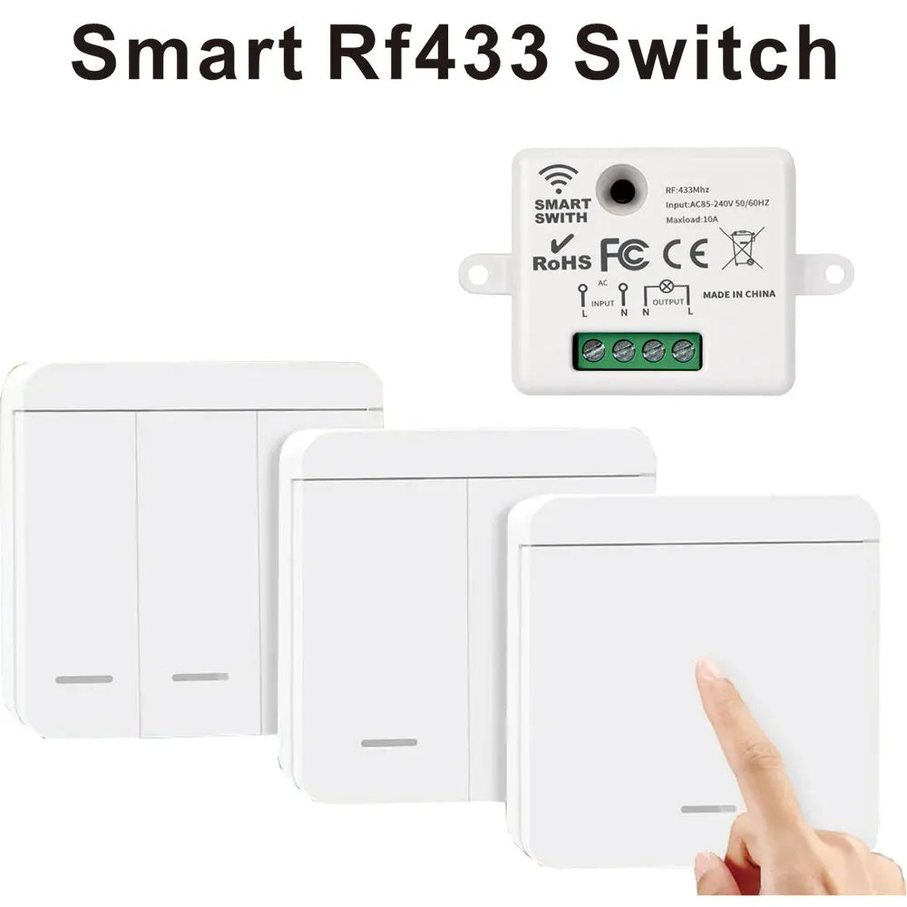 86 Wireless Smart RF 433Mhz 100-220V Wall Panel with Remote Control Mini Relay Receiver Home Led Light Lamp Switch