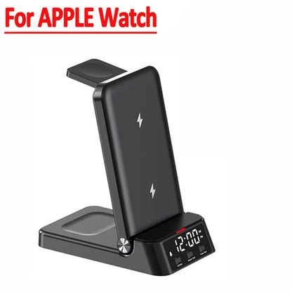 15W 4 In 1 Wireless Charger Stand For iPhone 15 14 13 12 X Samsung Galaxy S22 S21 Apple Watch Airpods Fast Charging Dock Station Black For iPhone