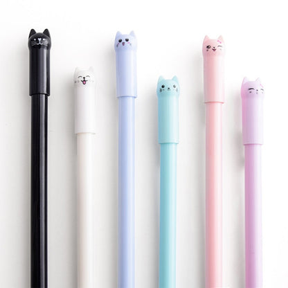 6PCS/set Kawaii Cat Gel Pen 0.38mm Creative Cute Neutral Ink Pen Children Gift School Office Writing Supplies Stationery 6PCS