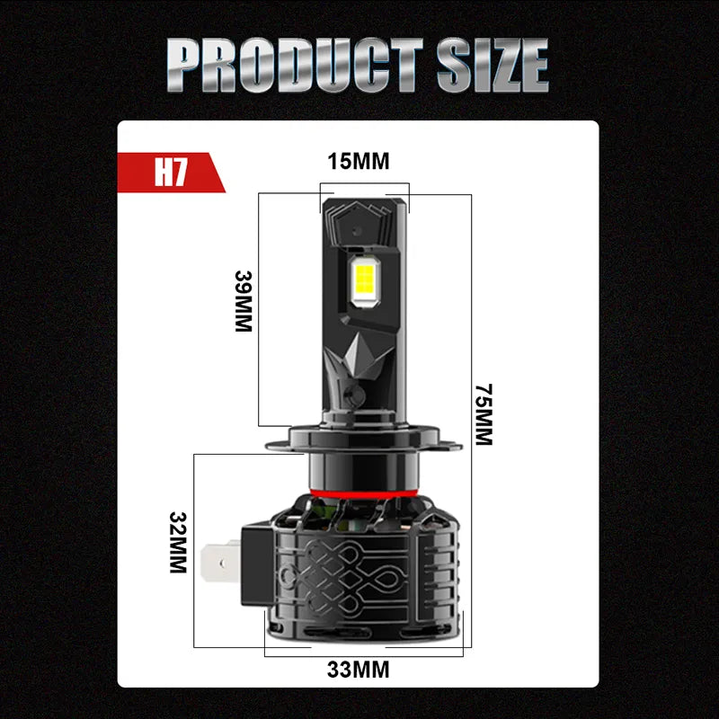 200000LM 600W H7 LED Canbus Headlight Turbo LED Head Lamp Bulbs High Power H4 5570 CSP Chips 1:1 Design Mini Size Fan Car Lights