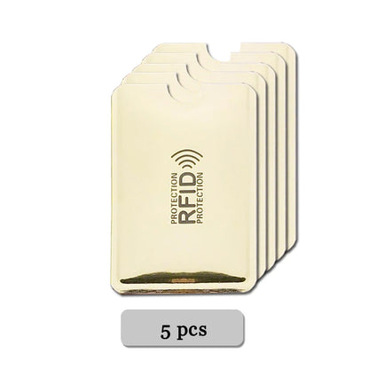 5-20 pcs Aluminium Anti Rfid Card Holder NFC Blocking Reader Lock Id Bank Card Holder Case Protection Metal Credit Card Case 5 pcs Light-gold