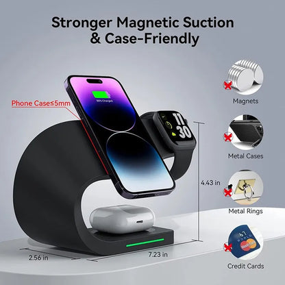 Magnetic Wireless Charger Stand 15W Induction Usb Chargers Quick Fast Charging Dock Station For iPhone 14 13 12 IWatch Airpods