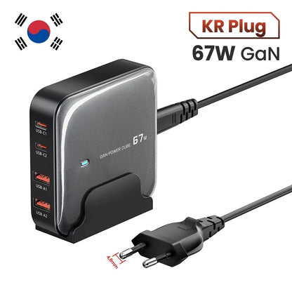 Toocki Charger Charging Station Multi Port 67W GaN USB Charger Desktop Type C PD QC Quick Charge For iPhone MacBook Pro Xiaomi KR black