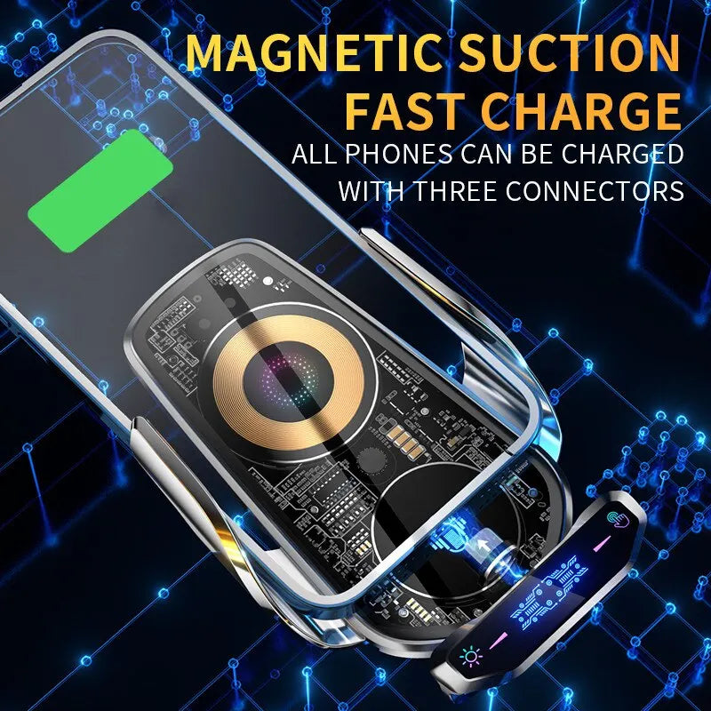 Car Wireless Charger Phone Holder Mount 15W Fast Charging Station For iPhone Samsung Xiaomi Auto Magnetic Wireless Car Chargers