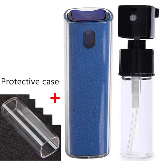 2in1 Microfiber Screen Cleaner Spray Bottle Set Mobile Phone Ipad Computer Microfiber Cloth Wipe Iphone Cleaning Glasses Wipes Blue with case