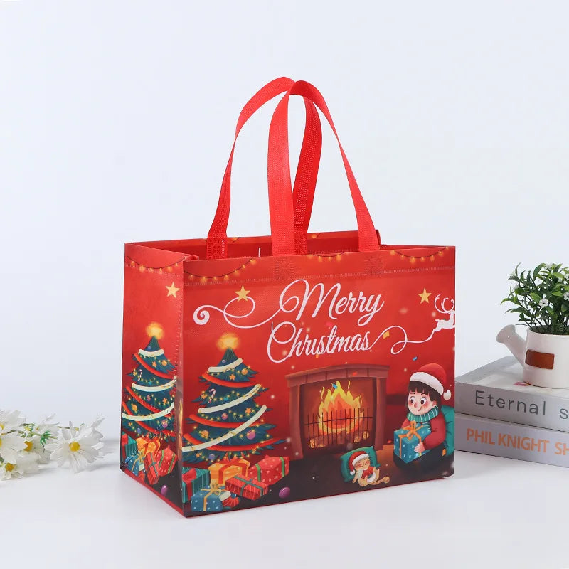 Merry Christmas Gift Bags Non-woven Santa Claus Snowman Handbag Xmas Holiday Party Supplies 2024 New Year Candy Gift Packaging 5