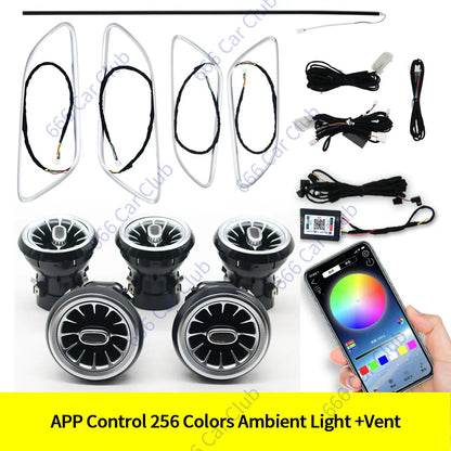 12 Colours Ambient Lights For Mercedes-Benz A/CLA/GLA W176 W117 W156 A45 CLA45 LED Car Air Vents Turbine Nozzle Decorate Lamp 256 Color Suit CN