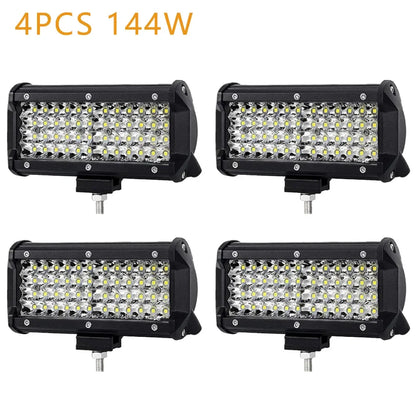 2PCS Car LED Light Bar Offroad 4x4 Spotlights Fog Lamp 12V Diode Headlight Truck Farm Tractor Boat SUV ATV Light Bar/work Light 144w 4PCS