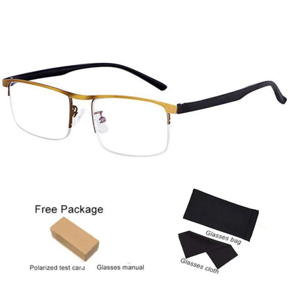 Intelligent Multifocal progressive reading glasses for men women near and dual-use Anti-Blue Light automatic adjustment Eyewear Gold