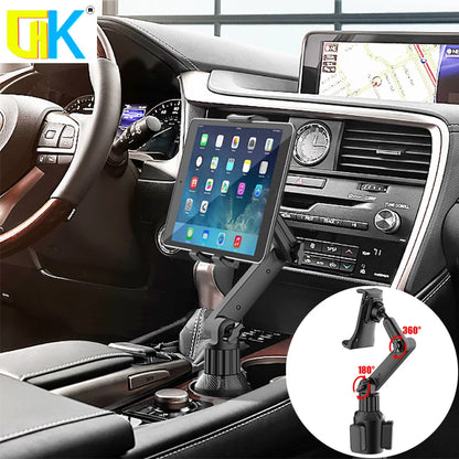 HKGK Tablet Cup Holder Mount 360 Adjustable Smartphone Holder Car 270 Tilt Bar Triangular Base Ram Mount Tablet Holder For SUVs