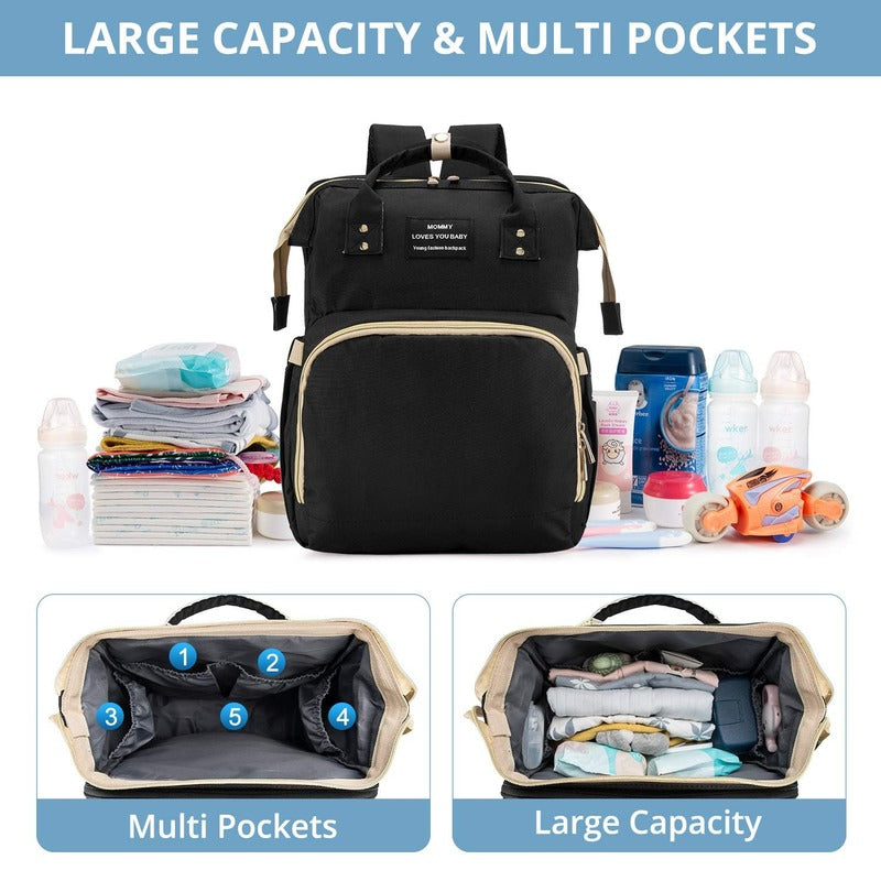 Foldable Baby Crib with Changing Pad Diaper Bag Backpack USB Interface Babies Bags Station pañaleras para