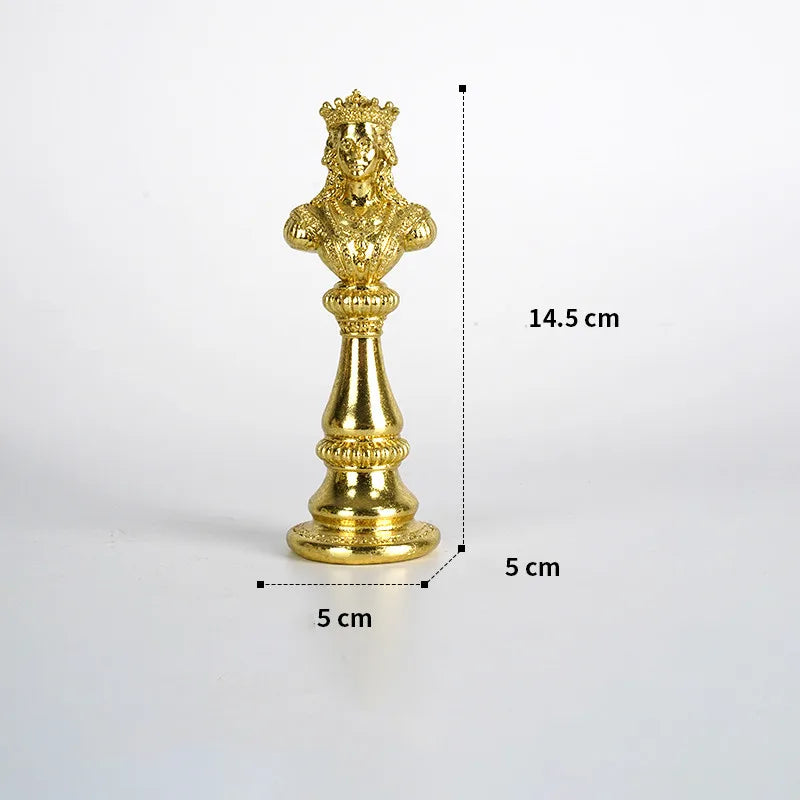 Resin Handicraft Chess Golden King Abstract Portrait Sculpture Chess Piece Decorative Figurines Room Decoration Accessories E