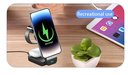 3 In 1 Magnetic Wireless Charger Stand Pad Foldable Fast Charging Station Dock For iPhone 15 14 13 12 Pro Max IWatch 8 7 Airpods