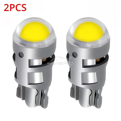 2Pcs T10 COB Led DC 12V Signal Lamp Car Bulb W5W 194 168 Reading Interior Lamps Clearance Backup Reverse Fog Lights ultra bright 2PCS White