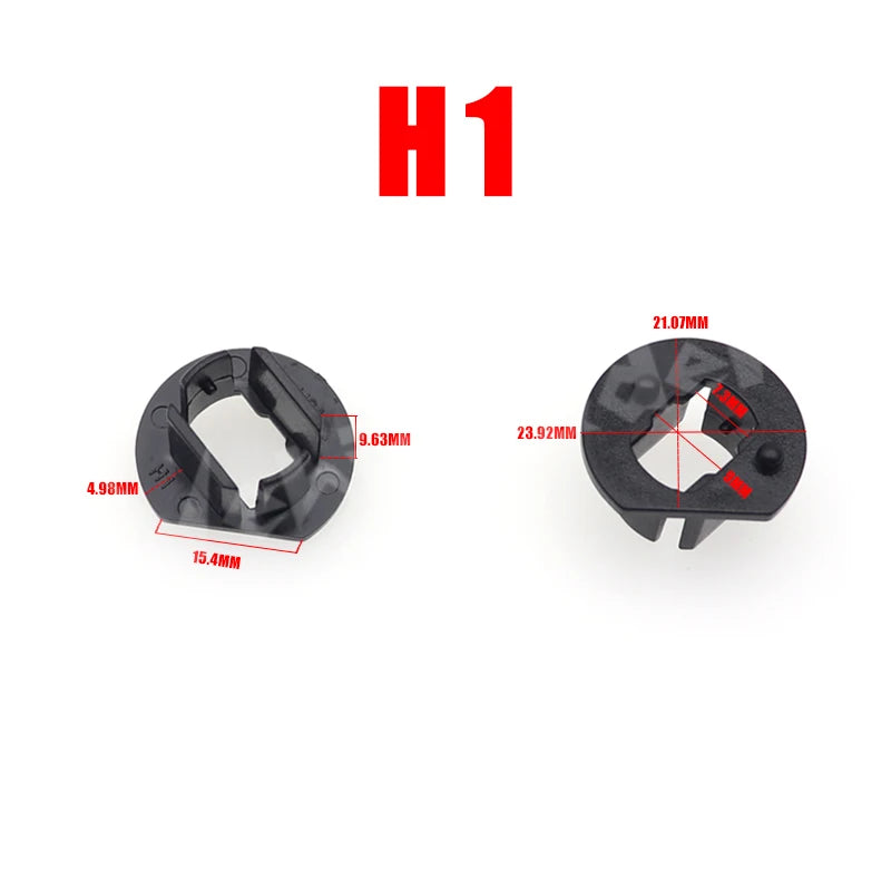 2Pcs Black Car LED Headlight Bulb Adapter Holder Base Sockets Retainer for H1 H3 H4 H7 H11 H13 9004 9005 9006 9007 H1