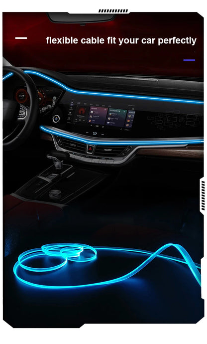 1/2/3/4/5M Car Interior RGB LED Light Strip Ambient Neon Invisible Light USB Fiber Optic Atmosphere Lamp support APP Control