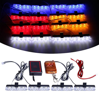 1set Grill Car LED Light Strobe Red Blue Emergency Remote Wireless Control Flash Signal Fireman Beacon Warning Lamp