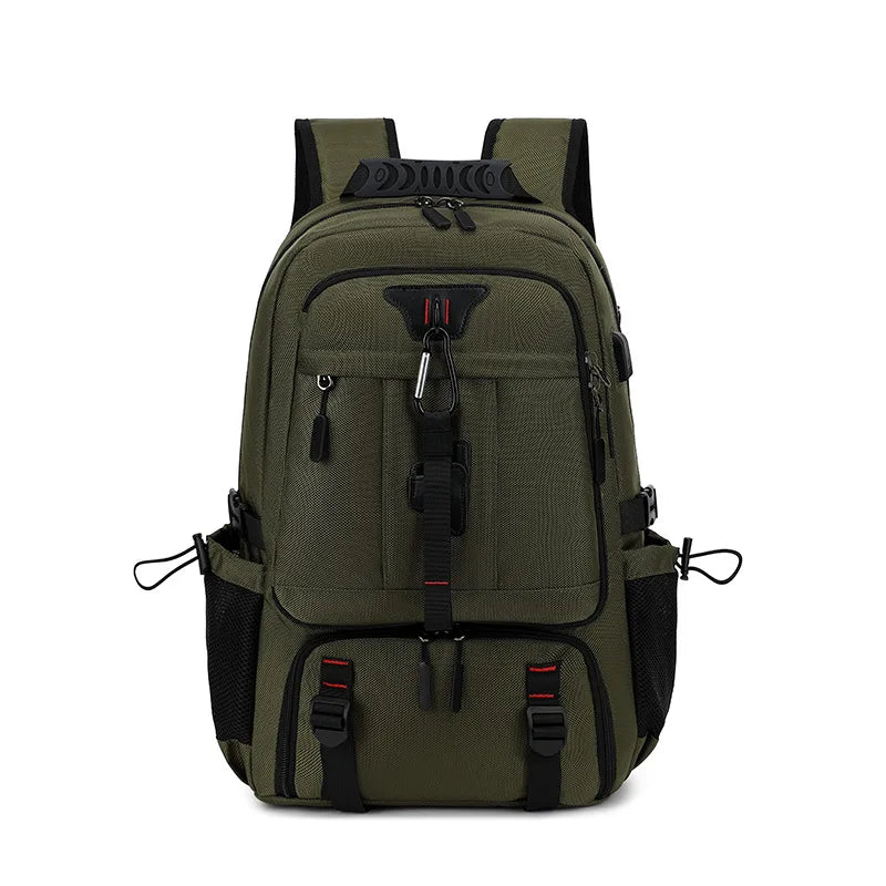 Men Travel Backpack 50-80L Large Capacity Expandable Backpack For Men 17 Inch Laptop Bags Fashion Oxford With Shoe Compartment 60L Army Green