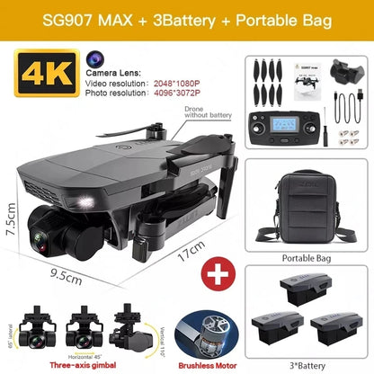 ZLL SG907 MAX GPS Drone Professional 4K HD ESC Camera 5G FPV WiFi With 3-Axis Gimbal Flight 25 Minutes Brushless RC Quadcopter SG907 MAX 3B Bag CHINA