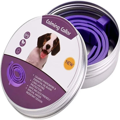 New Release 38/62CM Dog Calming Collar Cat Relieve Anxiety Protection Retractable Collars For Puppy Kitten Large Dogs Accessorie Dog 62cm Box-Purple CHINA