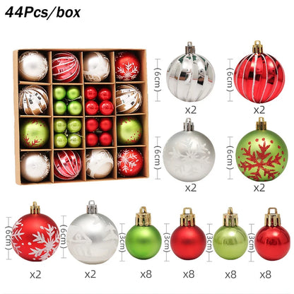 1Box Mixed Christmas Ball Ornament Red White Gold Xmas Tree Hanging Bauble Pendants Christmas Decorations For Home Navidad Noel E Other