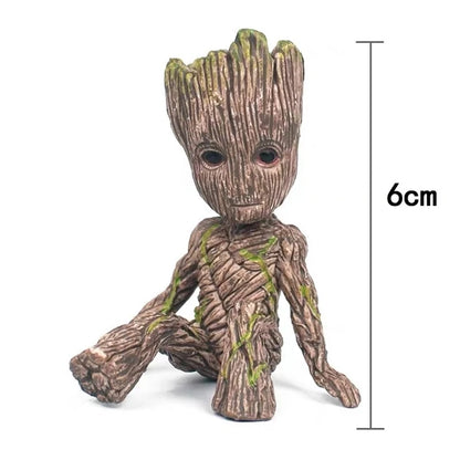 disney Marvel Avengers Groot Mini figure Pen Holder Flower Pot Anime Toys Action Figure Sitting Groot Christmas Kids Toys Gifts G warm 1PC