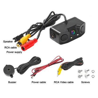 3 In 1 Radar Parking Sensor Kit Visible Parktronic LED Display System Backup Monitor Reversing Camera Alarm Reversing radar