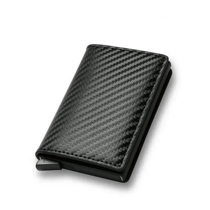 Credit Card Holder Men Wallet RFID Blocking Protected Aluminium Box PU leather Wallets with Money Clip Designer pasjeshouder Carbon Fiber Black