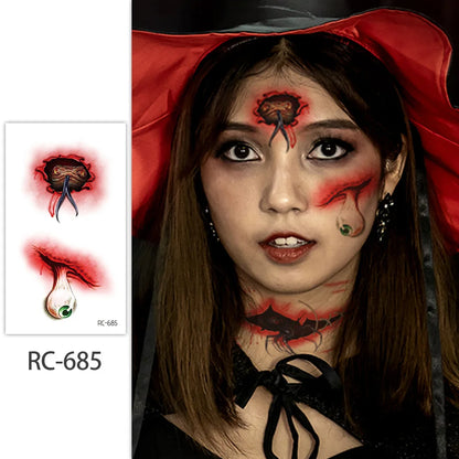 Halloween Waterproof Temporary Tattoos Paper For Men Women Boy Scar Wound Realistic Blood Injury Fash Tattoo Sticker RC-685