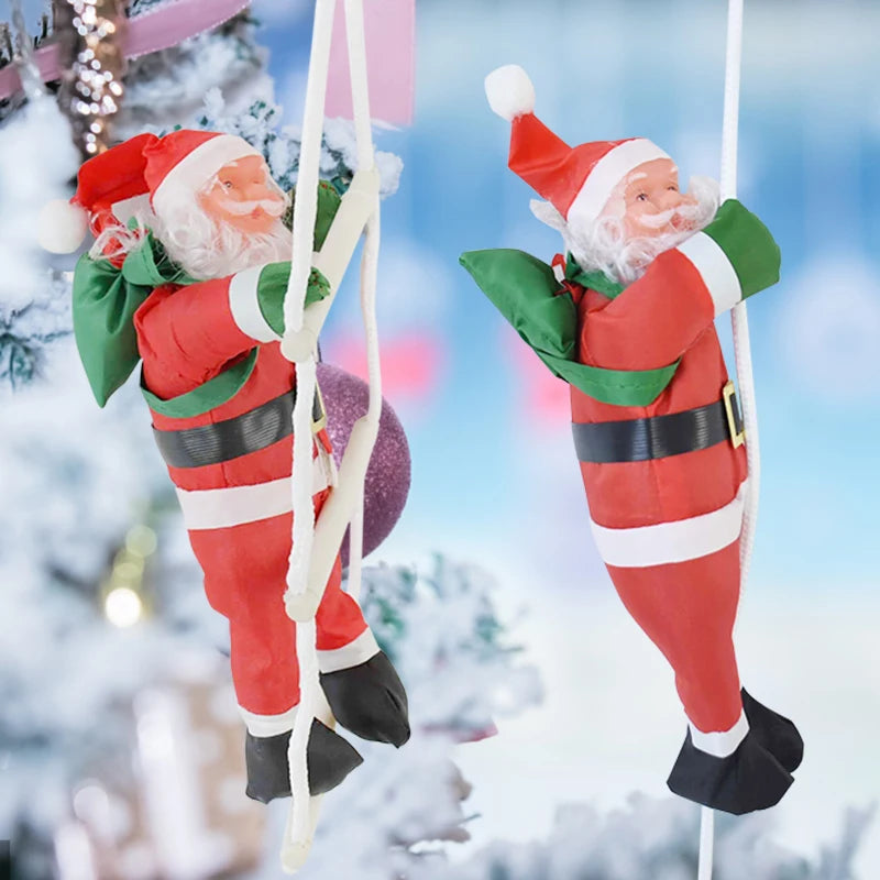 Christmas Ornaments Gift Climbing Ladder Santa Claus Christmas Tree Wall Hanging Pendants Climbing Rope Doll New Year Kids Toy