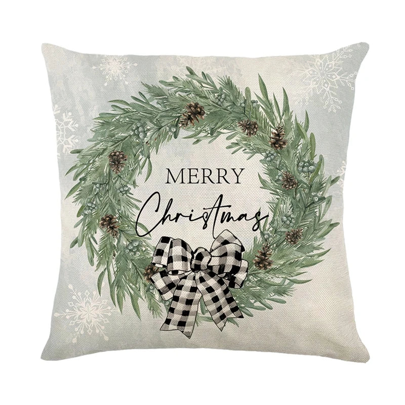 Linen Christmas Pillow Cover Snowman Elk Pillow Case 2023 Christmas Decoration for Home New Year Sofa Car Cushion Cover 45x45cm 5