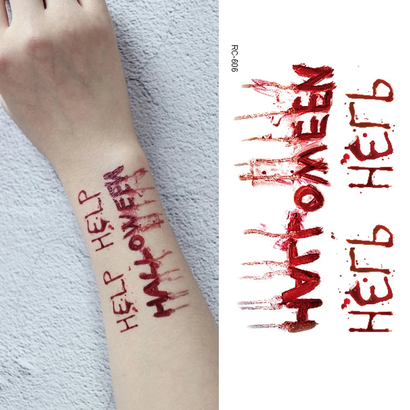 Halloween Waterproof Temporary Tattoos Paper For Men Women Boy Scar Wound Realistic Blood Injury Fash Tattoo Sticker RC-606