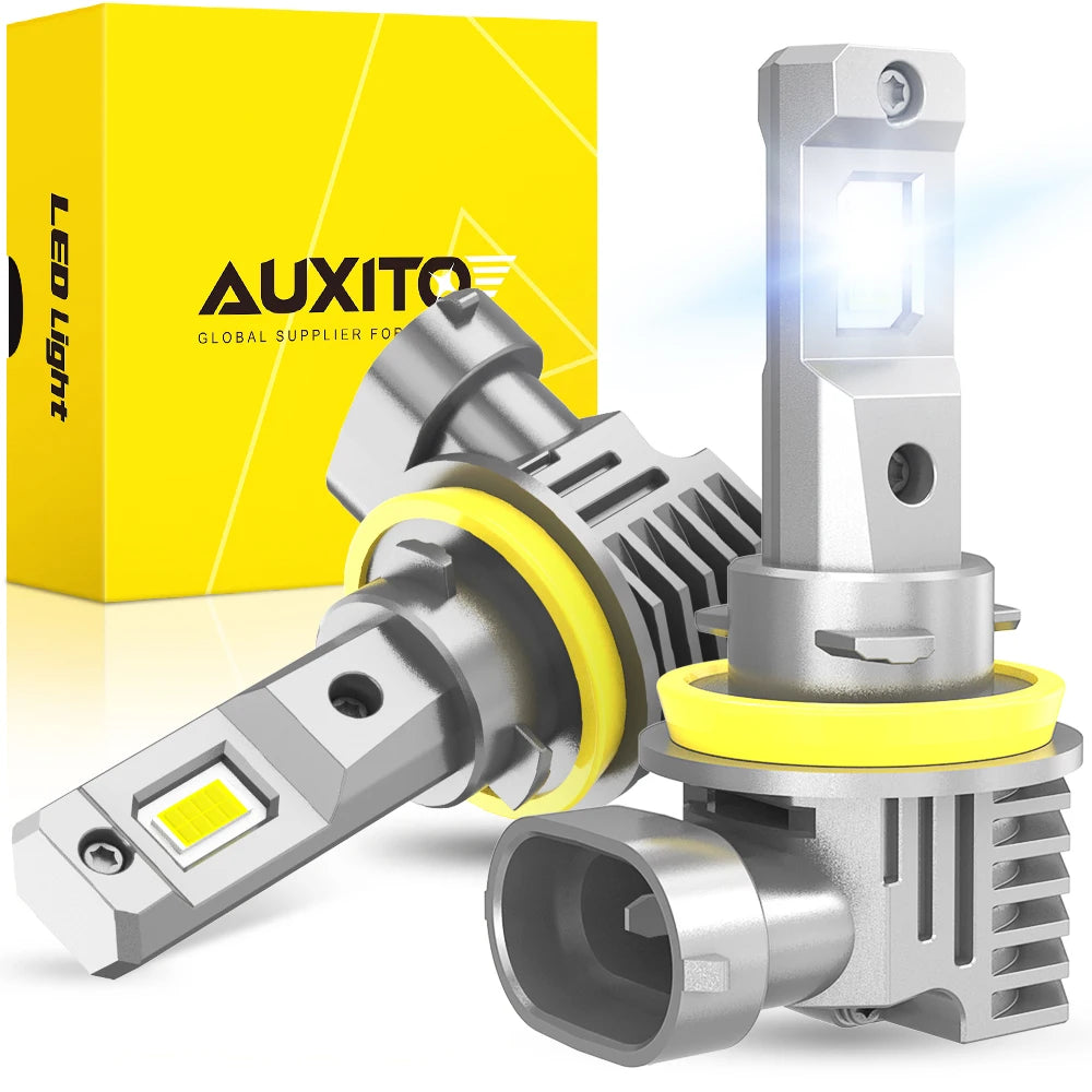 AUXITO 2Pcs H11 Fog Light Bulb Headlight H8 H9 H4 H15 9005 HB3 9006 HB4 7035CSP Chips 12V Car Bulbs 6500K Ultra LED Lamp 16000LM 16000Lm