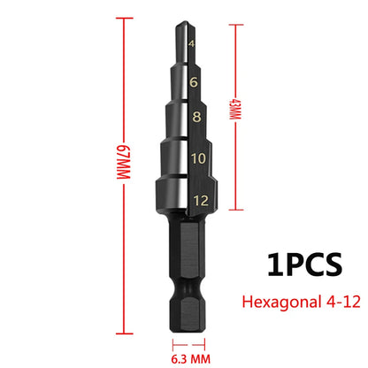 3-12mm 4-12mm 4-20mm HSS Straight Groove Step Drill Bit Set Titanium Coated Wood Metal Hole Cutter Core Drill Bit Set Black 4-12