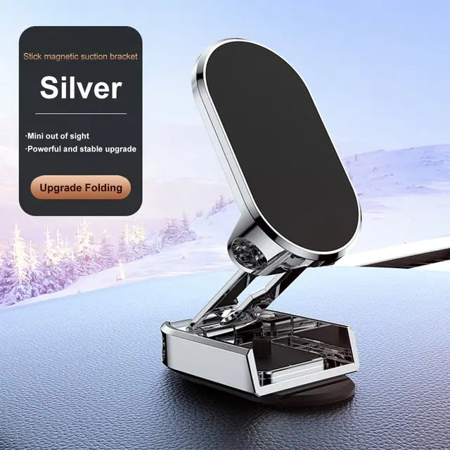 360 Rotatable Magnetic Car Phone Holder Magnet Smartphone Support GPS Foldable Phone Bracket in Car For iPhone Samsung Xiaomi Silvery