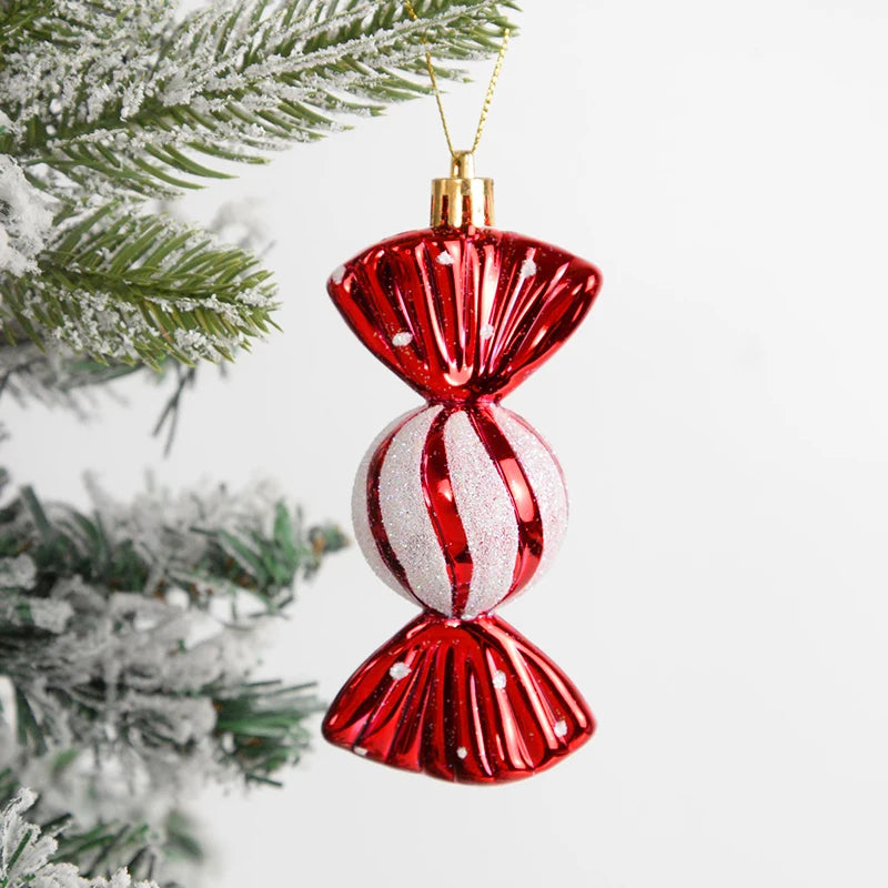 14Pcs/box Christmas Candy Cane Red Ball Ornaments Xmas Tree Hanging Pendants Navidad New Year Home Decorations 2024 Natal Gift