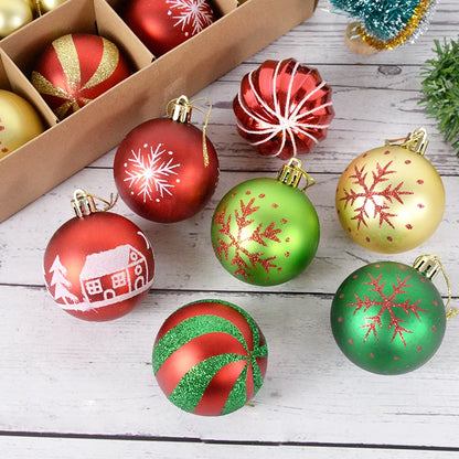 1Box Mixed Christmas Ball Ornament Red White Gold Xmas Tree Hanging Bauble Pendants Christmas Decorations For Home Navidad Noel